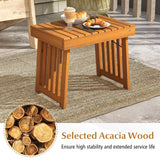 Tangkula Patio Foldable Side Table, Outdoor Folding Acacia Wood Coffee Table w/Slatted Tabletop