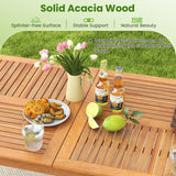 Tangkula 8-Person Outdoor Acacia Wood Dining Table, 79” x 35” Rectangular Bistro Table with 1.96” Umbrella Hole