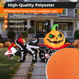 Tangkula 9 FT Halloween Inflatable Grim Reaper Driving Pumpkin Carriage, LED Lighted Carriage with Pumpkin & Skeleton Dragon