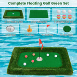 Tangkula Floating Golf Green for Pool, Floating Chipping Green Includes Golf Hitting Mat