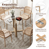 Tangkula 42" Round Glass Dining Table for 4-6, 0.3” Tempered Glass Tabletop with X-Shaped Rubber Wood Frame