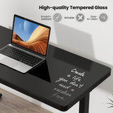 Tangkula Glass Standing Desk with Drawer, 48” x 24” Height Adjustable Electric Stand Up Desk with Tempered Glass Top