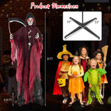 Tangkula 8 FT Halloween Animatronics Standing Grim Reaper, Voice Activated Reaper with Lighted Eyes & Creepy Sounds