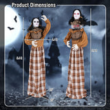 Tangkula 5.8 FT Halloween Animated Haunted Woman with Pop Up Head, Animatronic Scary Witch with Sound Activated Design & Control Button