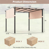 Tangkula 10x10 Ft Pergola, Patio Pergola with 2-Piece Retractable Sun Shade Canopy