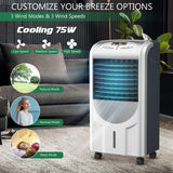 Evaporative Cooler and Heater, Portable Cooling Fan with Remote Control, 3-Mode, 3-Speed and Timer Function