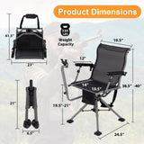 Tangkula Hunting Chair with Shooting Rest, 360° Swivel Hunting Seat with 4 Extendable Aluminum Legs