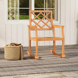 Tangkula Teak Wood Rocking Chair, Oversized Porch Rocker with Backrest and Slatted Seat(1/2, 30 x 23 x 35 Inch)