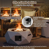 Tangkula Propane Fire Pit Table Set, 28” Hexagon Terrazzo Gas Fire Pit with Hideaway Tank Holder