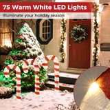 Tangkula 3 Pieces Christmas Lighted Outdoor Candy Canes, 31.5” Pre-Lit Xmas Yard Signs with 75 LED Lights