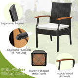 Tangkula 5 Piece Patio Rattan Dining Set, Outdoor Wicker Chair & Dining Table Set