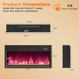 Tangkula 26” Electric Fireplace Insert, Recessed 1500W Fireplace Heater with Remote Control, 0.5-9H Timer