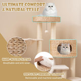 Tangkula Modern Cat Tree, 50" Multi-Level Cat Tower with Cattail Fluff Condo & Top Perch