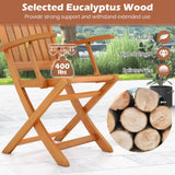 Tangkula Patio Wood Folding Chair , Outdoor Eucalyptus Wood Dining Chairs w/Armrests & Slatted Seat