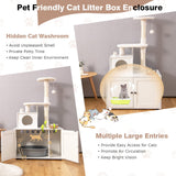 Tangkula Litter Box Enclosure with Cat Tree Tower, 2-in-1 Hidden Cat Washroom with Cat Condo