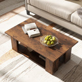 Tangkula 2-Tier Coffee Table, Modern Rectangular Center Cocktail Table with 5 Support Legs