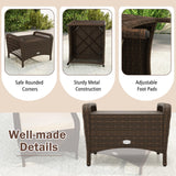 Tangkula 2 Pieces Patio PE Wicker Ottomans with Removable Cushions