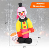 Tangkula 8 FT Inflatable  Halloween Head Turning Clown, LED Lighted Animated Clown with Hammer & Flashing Eyes