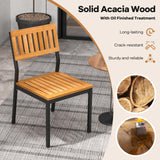 Tangkula Patio Dining Chair Set of 2/4, Outdoor Armless Chairs w/Metal and Acacia Wood Frame