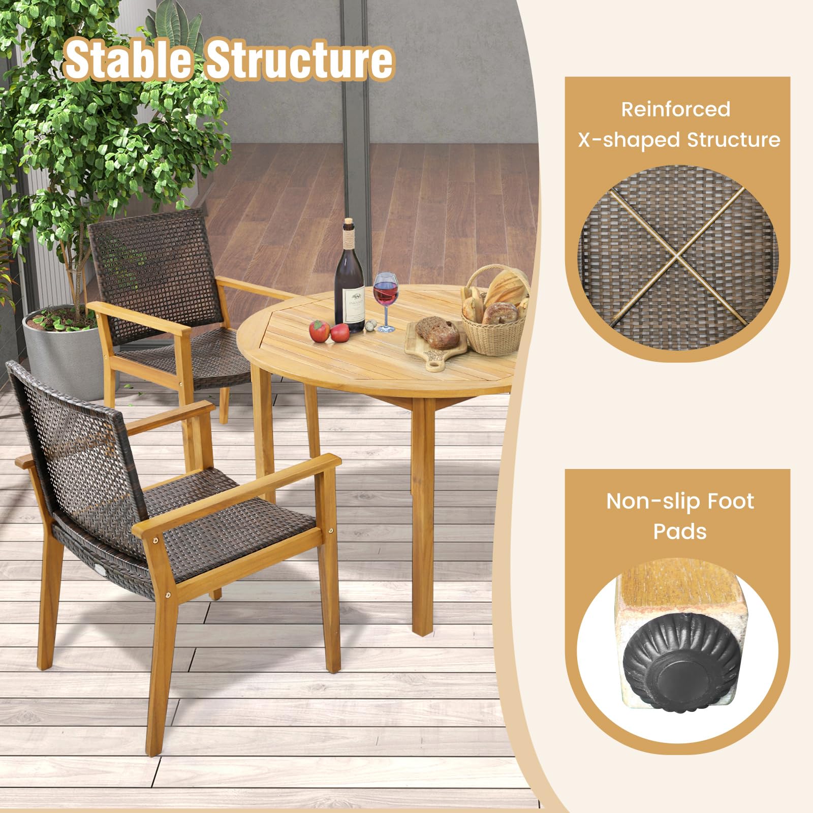 Patio Dining Chairs Set of 4 - Tangkula