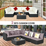 Tangkula 7 Piece Patio Furniture Set, Outdoor Sectional Sofa with 2 Pillows and Cushions