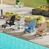 Tangkula Folding Adirondack Chair, All-Weather HIPS Lounge Chair w/Retractable Footrest & Adjustable Backrest