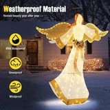 Tangkula 5.2 FT Outdoor Christmas Lighted Angel, Xmas Pre-lit 3D Winged Angel with Halo