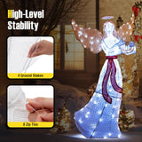 Tangkula 5 FT Outdoor Christmas Lighted Angel, Xmas Yard Pre-Lit Angel with Harp, Halo & 120 Cold White LED Lights