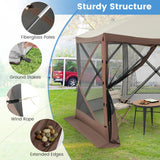 Tangkula 11.5x11.5 Ft Pop Up Gazebo with Netting, Portable Screen Tent with 6 Sided Mesh Walls