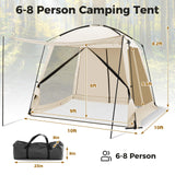 Tangkula 10ft x 10ft Screened Canopy Tent, Screen Shelter Gazebo w/Vestibule, Zippered Door, 6-8 Person Portable Camping Tent