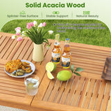 Tangkula 6-Person Outdoor Acacia Wood Dining Table, 67” x 35” Rectangular Bistro Table with 1.96” Umbrella Hole