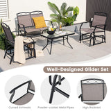 Tangkula Patio Glider Conversation Set, Outdoor Gliding Loveseat w/Tempered Glass Coffee Table