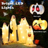 Tangkula 4 PCS Halloween Lighted Standing Ghost Family with Red & Warm White LED Lights