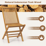 Tangkula Patio Folding Chairs Set of 2/4, Outdoor Teak Wood Chairs w/Slatted Seat & Backrest, X-Shaped Frame