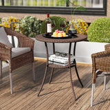 Tangkula 25.5" Wicker Patio Dining Table