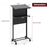 Tangkula Rolling Podium Stand, 3-Position Height Adjustable Lectern Table with Tilted Tabletop