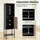 Tangkula Tall Bathroom Storage Cabinet with 1 Door and 4 Shelves, 57" H Narrow Floor Cabinet with Adjustable Shelves