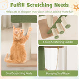 Tangkula Floor to Ceiling Cat Tree, 5 Tier Tall Cat Tower with 86”-99.5” Adjustable Height