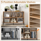 Tangkula 6 Cube Bookshelf, 2-tier Wood Storage Open Bookcase with Elevated Metal Legs, 5-Position Adjustable Shelf