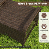 Tangkula 2 Pieces Patio PE Wicker Ottomans with Removable Cushions