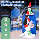 Tangkula 6 FT Lighted Christmas Inflatable Decoration, Inflatable North Pole Mailbox with Penguins and Snowman