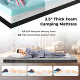 Tangkula Memory Foam Camping Mattress, Portable Roll Up Sleeping Pad with Carry Bag