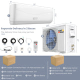 12000 BTU Mini Split Air Conditioner Pre-Charged Inverter Heat Pump System, 17 SEER2 208-230V Wall Mounted Ductless AC Unit Energy Saving