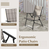 Tangkula Set of 4 Patio Folding Chairs, Outdoor Wicker Dining Chairs with Armrests (4, Mix Gray)