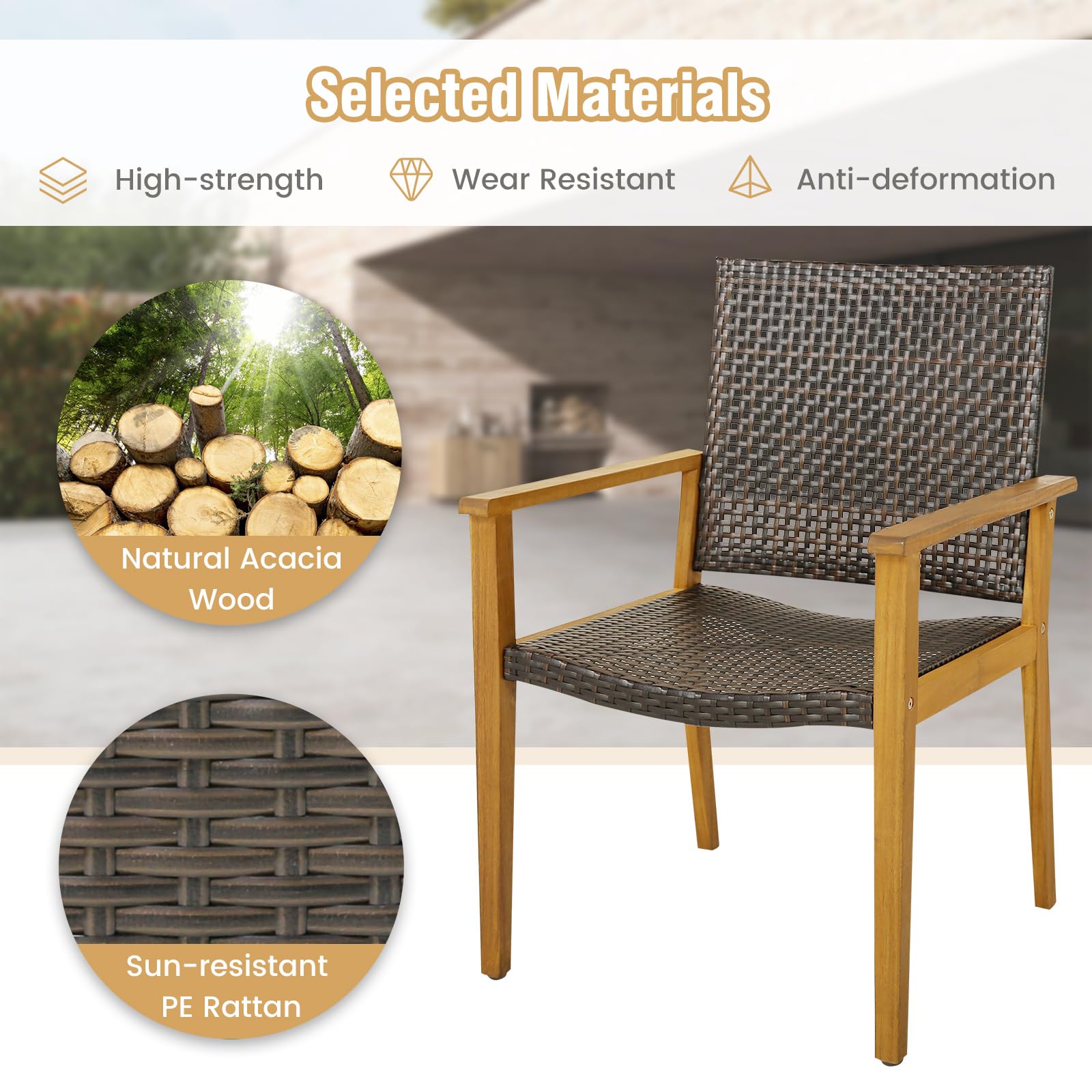 Patio Dining Chairs Set of 4 - Tangkula