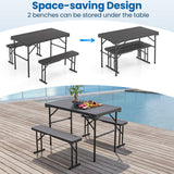 Tangkula Picnic Table with 2 Benches