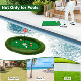 Tangkula Floating Golf Green for Pool, Floating Chipping Green Includes Golf Hitting Mat