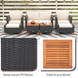 Tangkula 7 Pieces Patio Furniture Set, PE Rattan Sectional Sofa Set with Loveseat