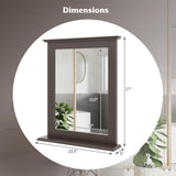 Bathroom Wall Mirror with Shelf, Square Makeup Mirror Wall Hanging Mirror