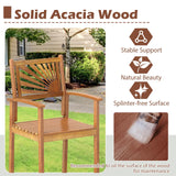 Tangkula Set of 2/4 Outdoor Acacia Wood Bar Stools, Bar Height Patio Chairs with Backrests